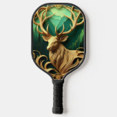 Majestätischer Buck, der in einen ruhigen Wald hin Pickleball Schläger (Rückseite)