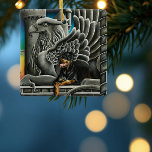 Majestätischer Dark Fantasy Rottweiler Gargoyle Bu Keramikornament