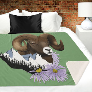 Majestätischer Dickhorn-Braunschaf-Widder Grüne Be Sherpadecke