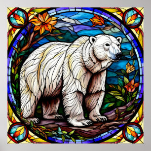 Majestätischer Eisbär auf arktischem Eis stehend Poster
