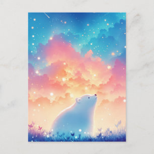 Majestätischer Eisbär unter Sternenhimmel mit Ster Postkarte