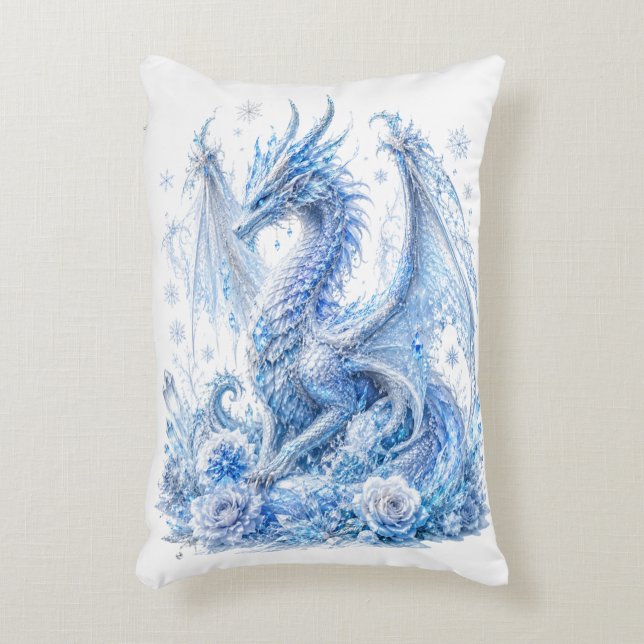 Majestätischer Eisdrache  Dekokissen (Vorderseite(Vertikal))