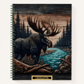 Majestätischer Elch am ruhigen Fluss bei Dämmerung Notizblock (Vorderseite)