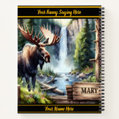 Majestätischer Elch am Wasserfall in einem ruhigen Notizblock (Rückseite)