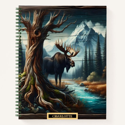 Majestätischer Elch an einem ruhigen Fluss in der  Notizblock (Vorderseite)