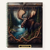 Majestätischer Elch an einem ruhigen Fluss in eine Notizblock (Vorderseite)