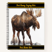 Majestätischer Elch, der durch eine schneebedeckte Notizblock (Vorderseite)