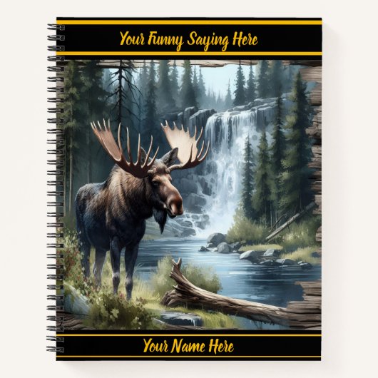 Majestätischer Elch durch einen ruhigen Wasserfall Notizblock (Vorderseite)
