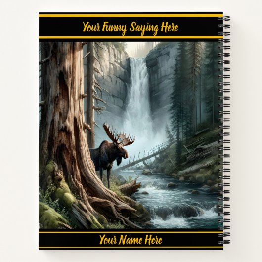 Majestätischer Elch durch einen ruhigen Wasserfall Notizblock (Rückseite)