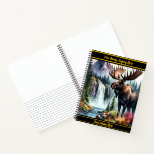 Majestätischer Elch durch einen ruhigen Wasserfall Notizblock