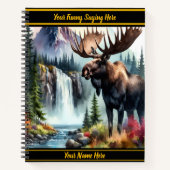 Majestätischer Elch durch einen ruhigen Wasserfall Notizblock (Vorderseite)