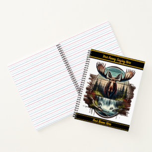 Majestätischer Elch durch einen ruhigen Wasserfall Notizblock