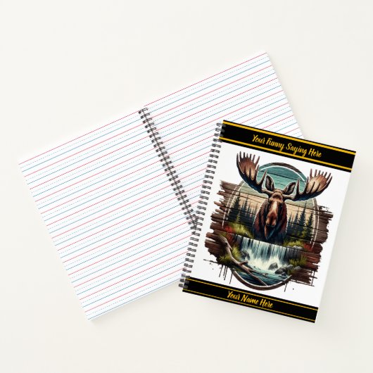Majestätischer Elch durch einen ruhigen Wasserfall Notizblock (Innenseite)