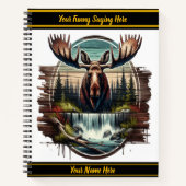 Majestätischer Elch durch einen ruhigen Wasserfall Notizblock (Vorderseite)