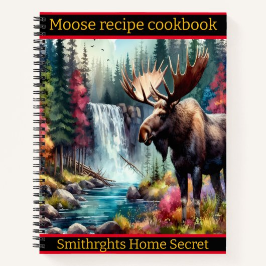 Majestätischer Elch durch einen Wasserfall im Herb Notizblock (Vorderseite)