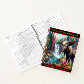 Majestätischer Elch durch einen Wasserfall im Herb Notizblock (Innenseite)