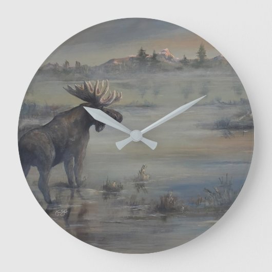 Majestätischer Elch Große Wanduhr (Vorderseite)