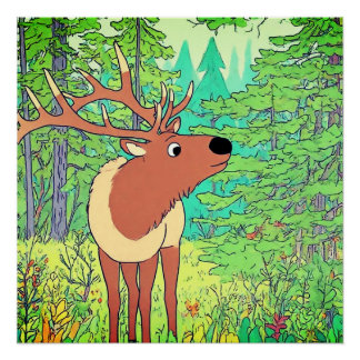 Majestätischer Elch im Kiefernwald  Poster