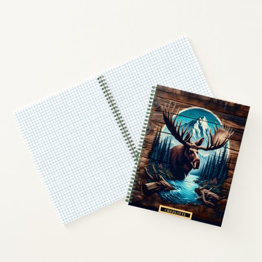 Majestätischer Elch in ruhiger Wildnis am Fluss Notizblock (Innenseite)