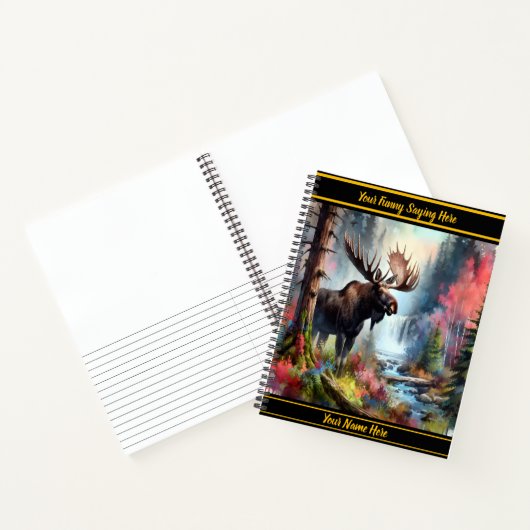 Majestätischer Elch stehend in der Nähe eines puls Notizblock (Innenseite)