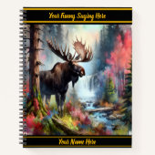 Majestätischer Elch stehend in der Nähe eines puls Notizblock (Vorderseite)