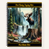 Majestätischer Elch stehend stolz neben einem Wass Notizblock (Vorderseite)