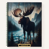 Majestätischer Elch stehend von einem ruhigen Berg Notizblock (Vorderseite)