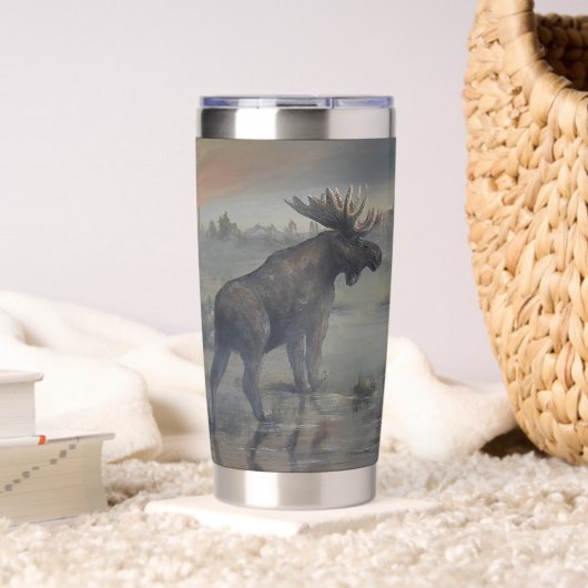 Majestätischer Elch Thermobecher (Wohnzimmer (gedreht))