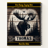 Majestätischer Elch unter hohen Kiefern im ruhigen Notizblock (Rückseite)