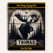 Majestätischer Elch unter hohen Kiefern im ruhigen Notizblock (Vorderseite)