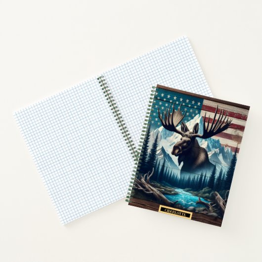 Majestätischer Elch vor einer ruhigen Alpenkulisse Notizblock (Innenseite)