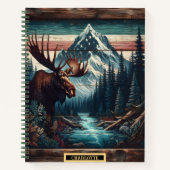 Majestätischer Elche durch einen ruhigen Bergfluss Notizblock (Vorderseite)