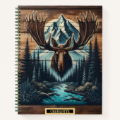 Majestätischer Elchkopf mit Bergkulisse bei Dämmer Notizblock (Vorderseite)