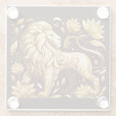 Majestätischer Goldener Löwe Glasuntersetzer (Rückseite)
