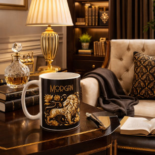 Majestätischer Goldener Löwe Kaffeetasse