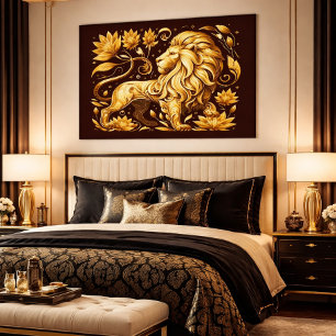 Majestätischer Goldener Löwe Poster