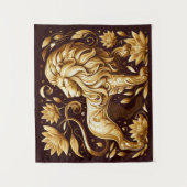 Majestätischer Goldener Löwe Wandteppich (Vorderseite)