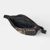 Majestätischer goldener Löwenkopf mit schwarzer Ma Bauchtasche (Offen)