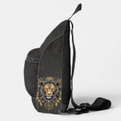 Majestätischer goldener Löwenkopf mit schwarzer Ma Crossbody Bag (Rechts)