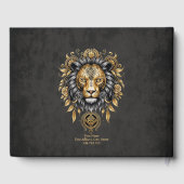 Majestätischer goldener Löwenkopf mit schwarzer Ma Gästebuch (Rückseite)