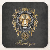 Majestätischer goldener Löwenkopf mit schwarzer Ma Rechteckiger Pappuntersetzer (Vorderseite)