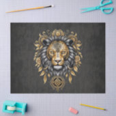 Majestätischer goldener Löwenkopf mit schwarzer Ma Seidenpapier (Basteln)
