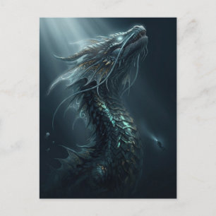 Majestätischer Goldschuppen-Seedrache - Tiefsee-Gu Postkarte