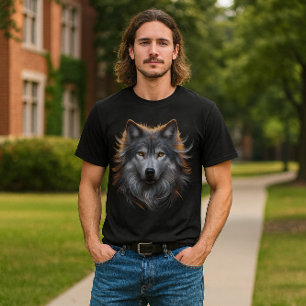 Majestätischer Grauwolf mit kupferfarbenen Augen T-Shirt