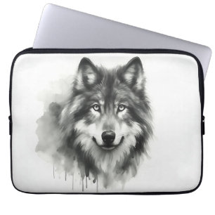 Majestätischer Grauwolf Stunning Wasserfarbe Wildl Laptopschutzhülle