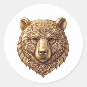 Majestätischer Grizzlybär-Aufkleber, königlicher W Runder Aufkleber