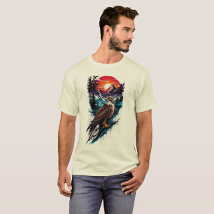 Majestätischer Habicht-Berg-Sonnenuntergang-Grafik T-Shirt