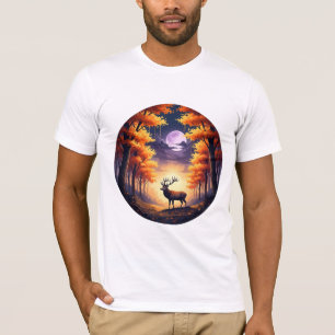 Majestätischer Herbsthirsch im magischen Wald T-Shirt