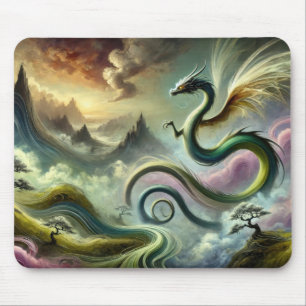 Majestätischer himmlischer Drache über Fantasieber Mousepad