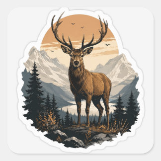 Majestätischer Hirsch-Aufkleber | Wildlife-Natur-V Quadratischer Aufkleber